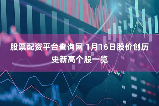 股票配资平台查询网 1月16日股价创历史新高个股一览