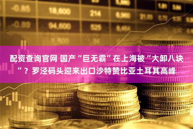 配资查询官网 国产“巨无霸”在上海被“大卸八块”？罗泾码头迎来出口沙特赞比亚土耳其高峰